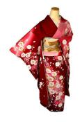 振袖 中古 最高峰 新品同様 魔除けの赤 暈染め 銀通し地 金糸 刺繍 枝垂れ桜 藤 身丈162cm 裄丈65.5cm T2917