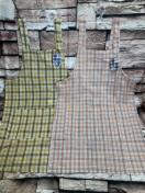 送料無料!人気の 先染めタイプ 格子柄デザイン H型エプロンB(画像から)1枚