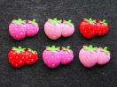 プラパーツ 手芸・アクセサリーパーツ  2連イチゴ  6個セット