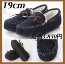 SALE●定価3,850円●kidsリアルファーモカシン 19cm●ネイビー紺 SALE●定価3,850円●kidsリアルファーモカシン 19cm●ネイビー紺