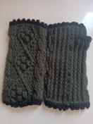 ハンドウォーマー(モスグリーン×黒)女性用