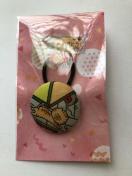 ハンドメイド ヘアゴム 特大 くるみボタン かわいいねこちゃん バッグチャーム プレゼント
