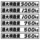 最大積載量 1000kg 25センチ ひげ文字(白) 2枚組