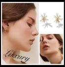 Luxury【新品未使用】スパークパーツピアス●金ゴールド●花火 フラワー花●メタルピアス