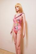 極美品☆GBG☆トールM☆光沢さらAパステル花柄の襟付きTバック・レオタード7239☆3点で即落