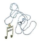 ラインストーン 十六部音符 ネックレス ゴールド ペンダント トップ チェーン 可愛い モチーフ キラキラ 音楽 楽器 楽譜