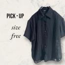 シャツ 半袖 レディース ブラック 黒 PICK・UP ピックアップ