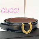 GUCCI �z�[�X�r�b�g ���U�[ �x���g 036 194 0968 U�� �o�b�N�� �u���b�N �S�[���h ����