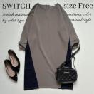 ◆美品◆switch◆バイカラー膝丈ワンピース◆ストレッチ素材◆カーキ◆綺麗め