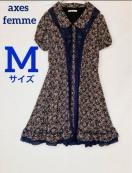 axes femme アクシーズ 花柄 半袖 クラシカル ワンピース M N2m