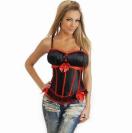 赤リボンのコルセット 黒×赤