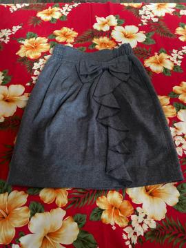 美品☆レストローズ☆カシミヤ入リボンデザインスカート☆激かわ