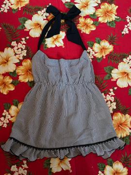 美品☆ROPE☆ネイビーチェック☆トップス