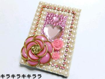 《New》ハンドメイド★デコミラー<プリンセス>ダイヤ*カメリア*パール*ハート*高級ストーン