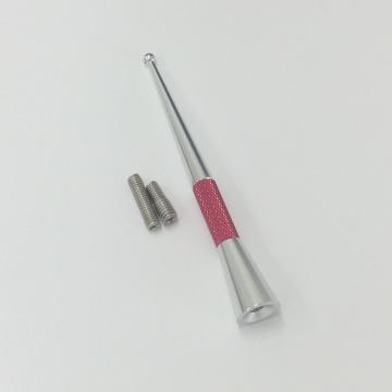 ルーフアンテナ シルバーXレッド ショート ポール ヘリカル