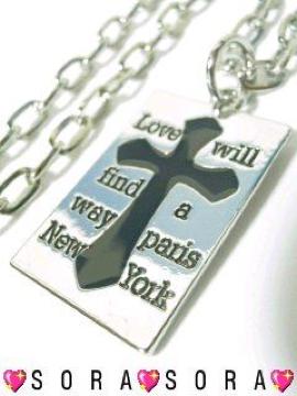 激シブ♪ドッグタグ風 クロスプレートネックレス