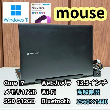 mouse Corei7 ������16GB �V�iSSD512GB Web�J���� ���𑜓x Windows11 Office2024