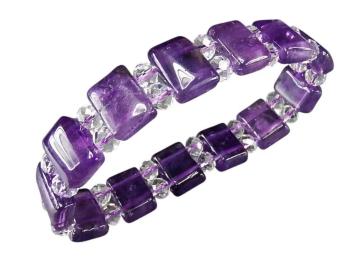 訳有色合い良好濃い目ロイヤル紫アメジスト四角バングルブレスレット