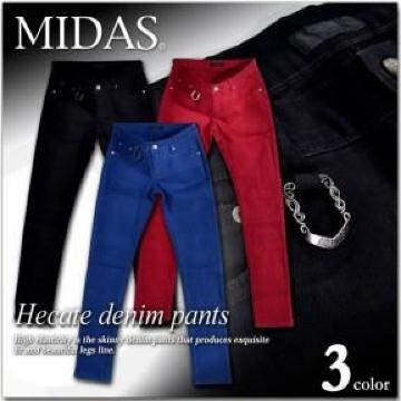 【MIDAS】《New》ロック&ヴィジュアル系★スキニー/カットデニム<ブルーL>