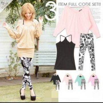 《New》フルコーデ<冬モテ*スタイル>花柄レギンス&ドルマンワンピ&キャミソール★3点セット