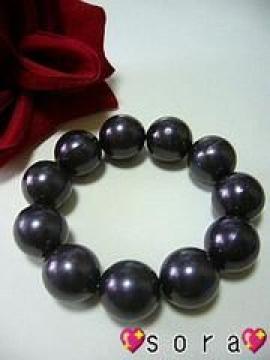 読者モデル大絶賛で大人気♪大粒パ-ル ブレスレット ブラック