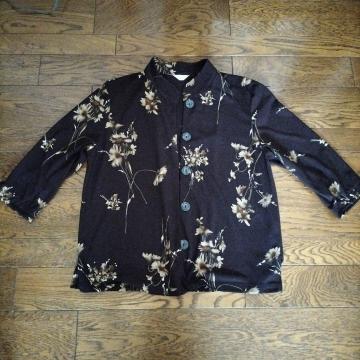 ブラウン 花柄 上着としても 美品 七分袖