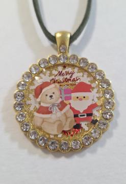 クリスマスネックレス  サンタネックレス   サンタクロース   ハンドメイドネックレス   くま   くまネックレス  クマ