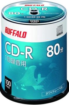 バッファロー 音楽用 CD-R 1回録音 80分 700MB 100枚 スピンドル ホワイトレーベル