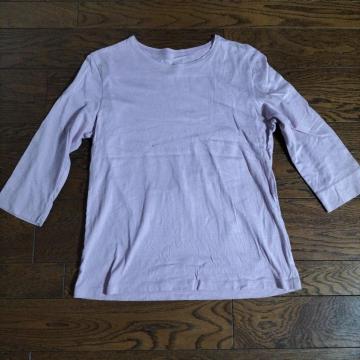 薄紫 七分袖 Tシャツ 無地