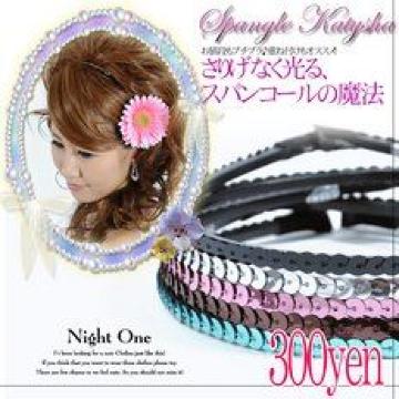 パーティーヘア完成♪キラキラスパンコール カチューシャ ブルー