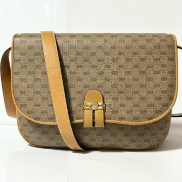 GUCCI �O�b�` �I�[���h ���B���e�[�W �}�C�N��GG PVC ���U�[ �V�����_�[�o�b�O �u���E�� �S�[���h����