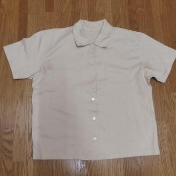 ヴィンテージ 無印良品 ベージュ スキンカラー Tシャツ素材 開襟シャツ