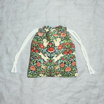 【ミニサイズ】◆Antique Flower&forest animals◆緑系◆巾着