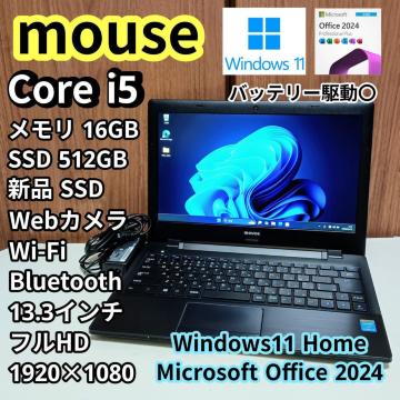 mouse Corei5 ������16GB �V�iSSD512GB Web�J���� Windows11 Office2024 �t��HD