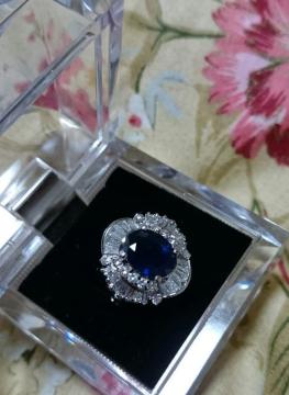 大粒/サファイア/3.4ct/ダイヤモンド/1.48ct/Pt850/高級/プラチナリング < 女性アクセサリー/時計  大粒/サファイア/3.4ct/ダイヤモンド/1.48ct/Pt850/高級/プラチナリング < 女性アクセサリー/時計の