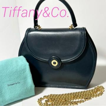 Tiffany & Co. ���B���e�[�W �`�F�[�� �V�����_�[ 2WAY �n���h�o�b�O �l�C�r�[ �S�[���h����