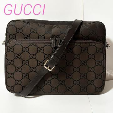 GUCCI GG�L�����o�X ���U�[ �V�����_�[�o�b�O 001�E3294 �u���E��