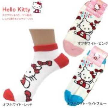 【キティ】可愛い♪スクワラン&コラーゲン配合 ショート靴下.ソックス ピンク