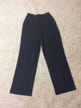 695.新品☆ウエストゴムスラックス  パンツ☆紺☆サイズM