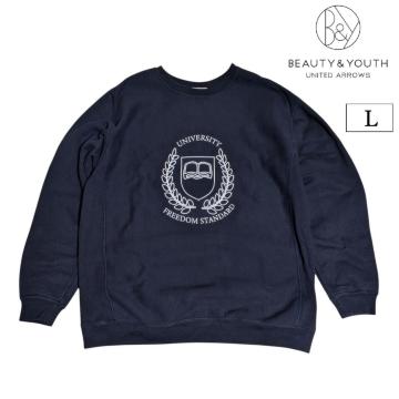 BEAUTY & YOUTH UNITED ARROWS カレッジ  スウェット ロゴ トレーナー ネイビー