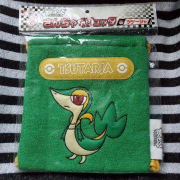 新品 ポケットモンスター ツタージャ 巾着リュック ポケモン ベストウイッシュ ワッペン 緑 タオル生地