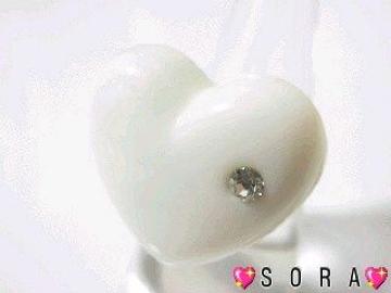 激カワ♪キラキララインストーン ぷっくりハート リング指輪 ホワイト