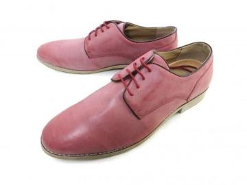 1円~C023新品DEDEs KEN本革カジュアルプレーントゥ/レースアップ26aRED♂