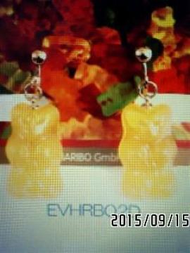 HARIBO・ハリボーベアグミ風チャームイヤリング。イエロー