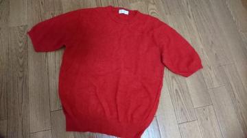 新品 ニット セーター 赤 レッド日本製 ウール昆