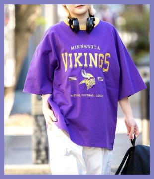 ☆WEGO☆超美品☆完売レア!NFLバイキング刺繍ロゴオーバーサイズTシャツL☆