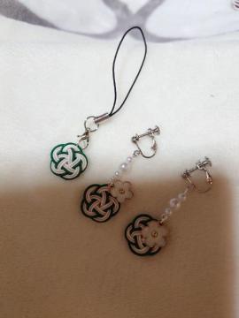 新品、ハンドメイド、水引、イヤリング、梅結び