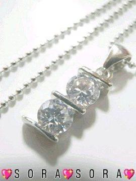 【ダブルストーン】キュービックジルコニアネックレス 巾着袋付