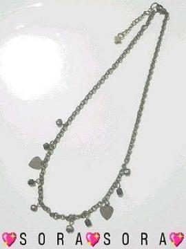 アンティーク♪ゴールドハート&ビーズ ロングネックレス