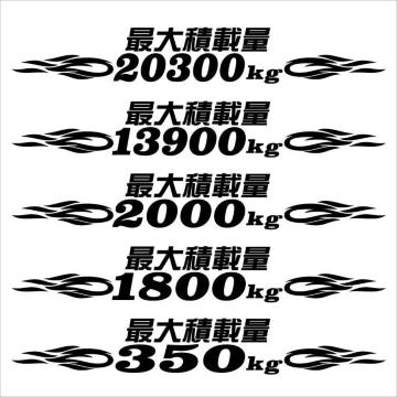 ピンスト 最大積載量ステッカー  25センチ 黒